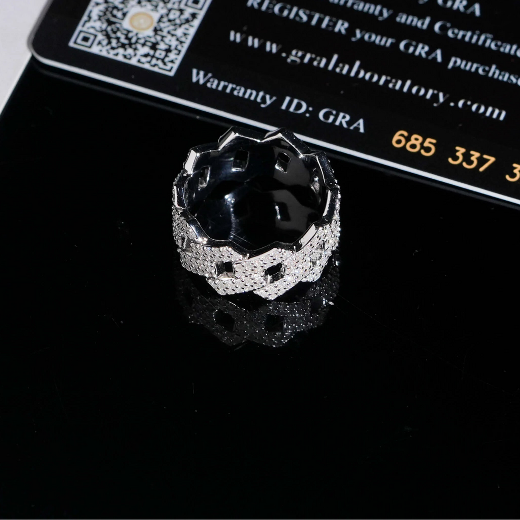 Moissanite Cuban 2-Row Ring