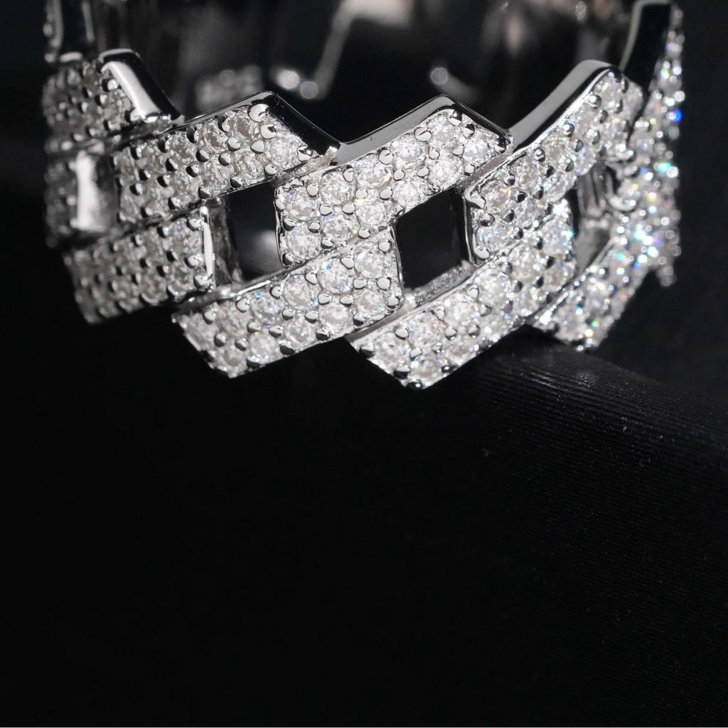 Moissanite Cuban 2-Row Ring