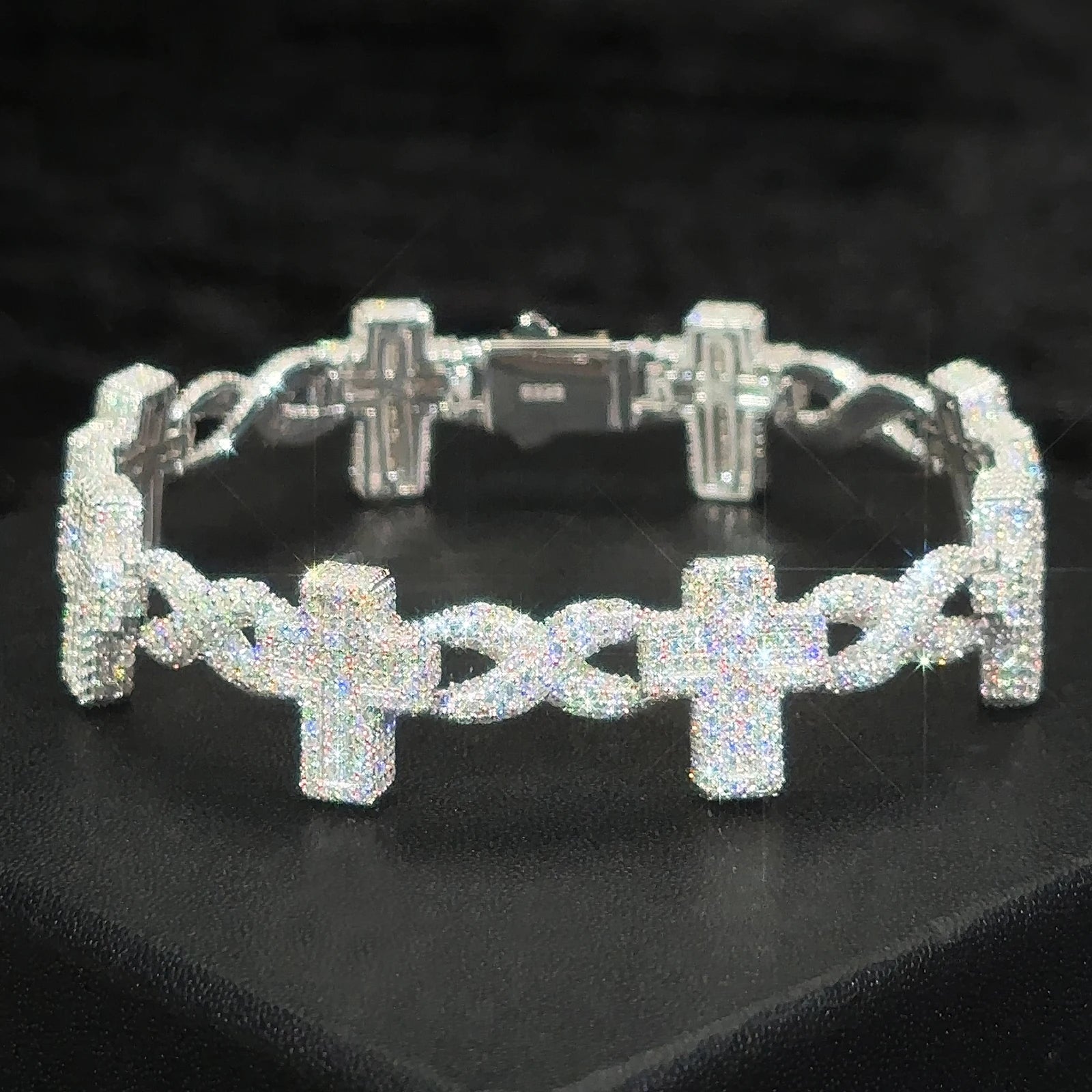 Moissanite Evil Eye Infinity Cuban Link Bracelet