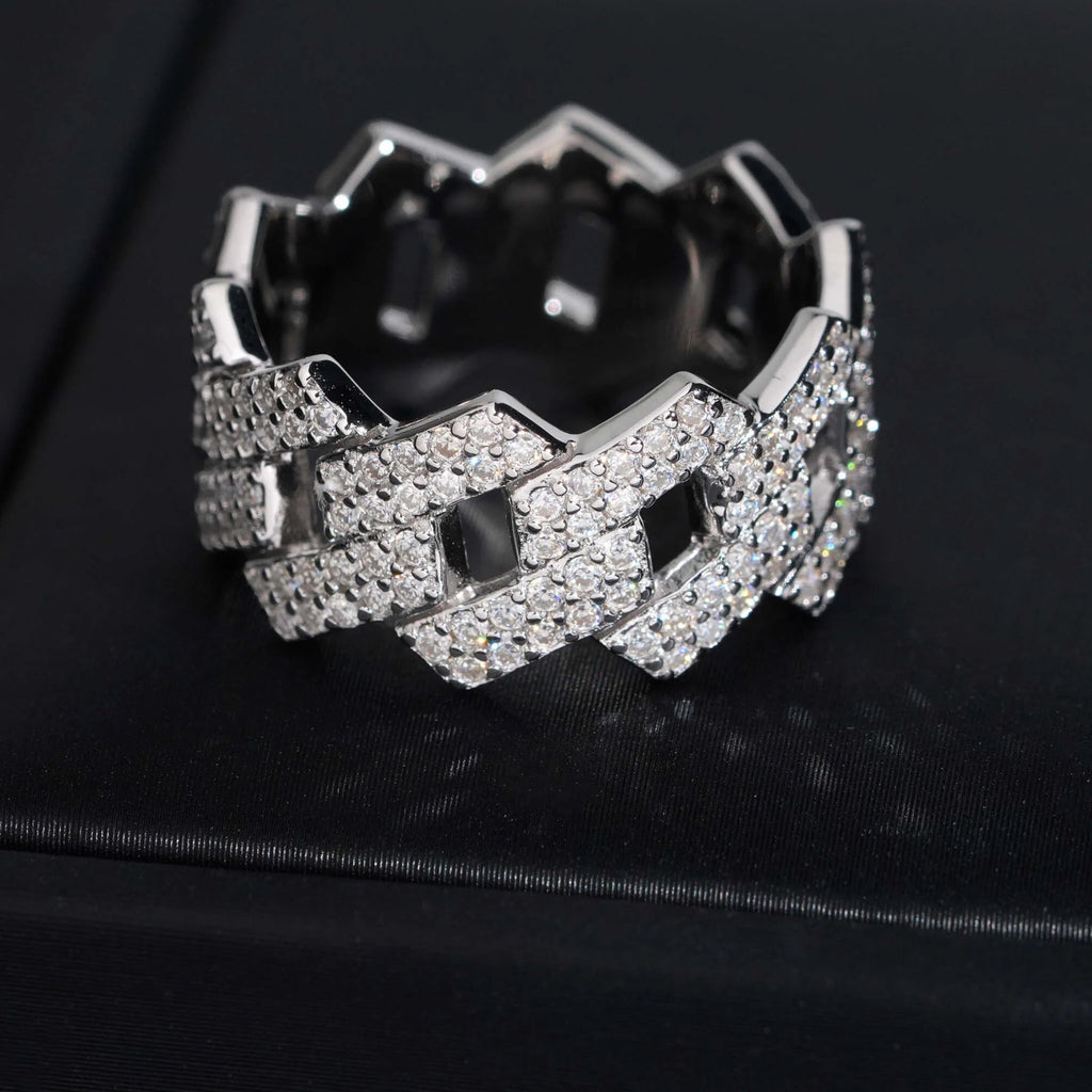 Moissanite Cuban 2-Row Ring