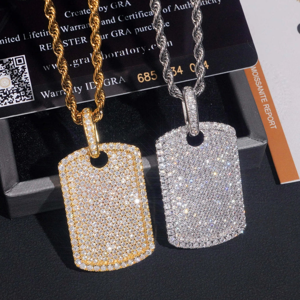 Moissanite Dog Tag Pendant