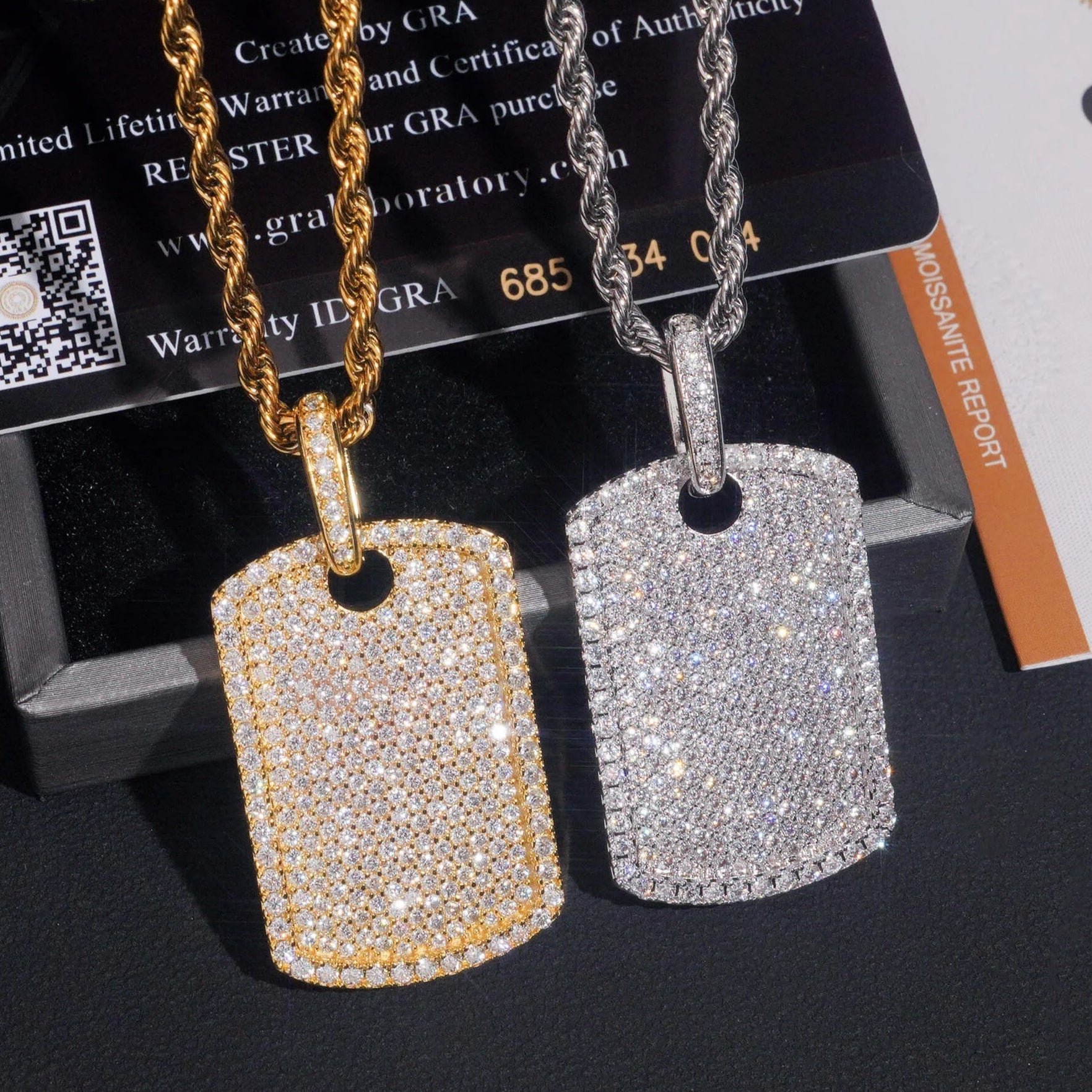 Moissanite Dog Tag Pendant