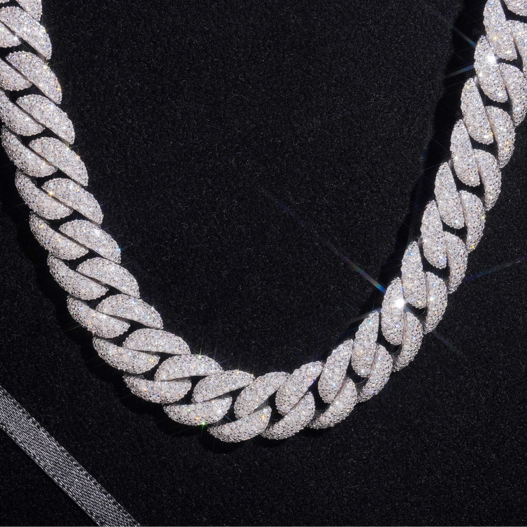 Moissanite Mosaic Setting Cuban Link