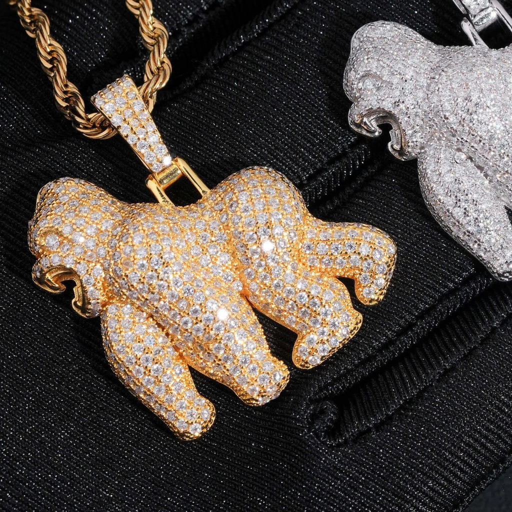 Moissanite Gorilla Charm Pendant