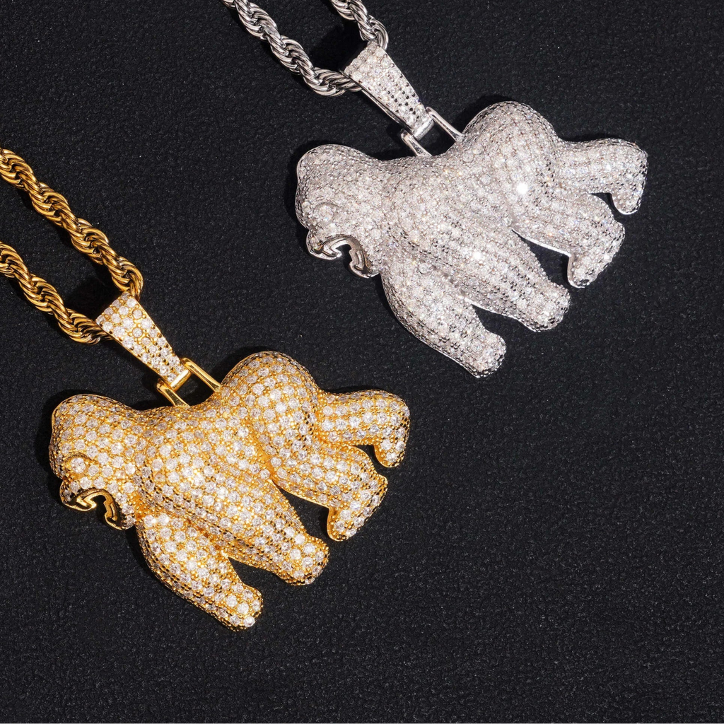 Moissanite Gorilla Charm Pendant