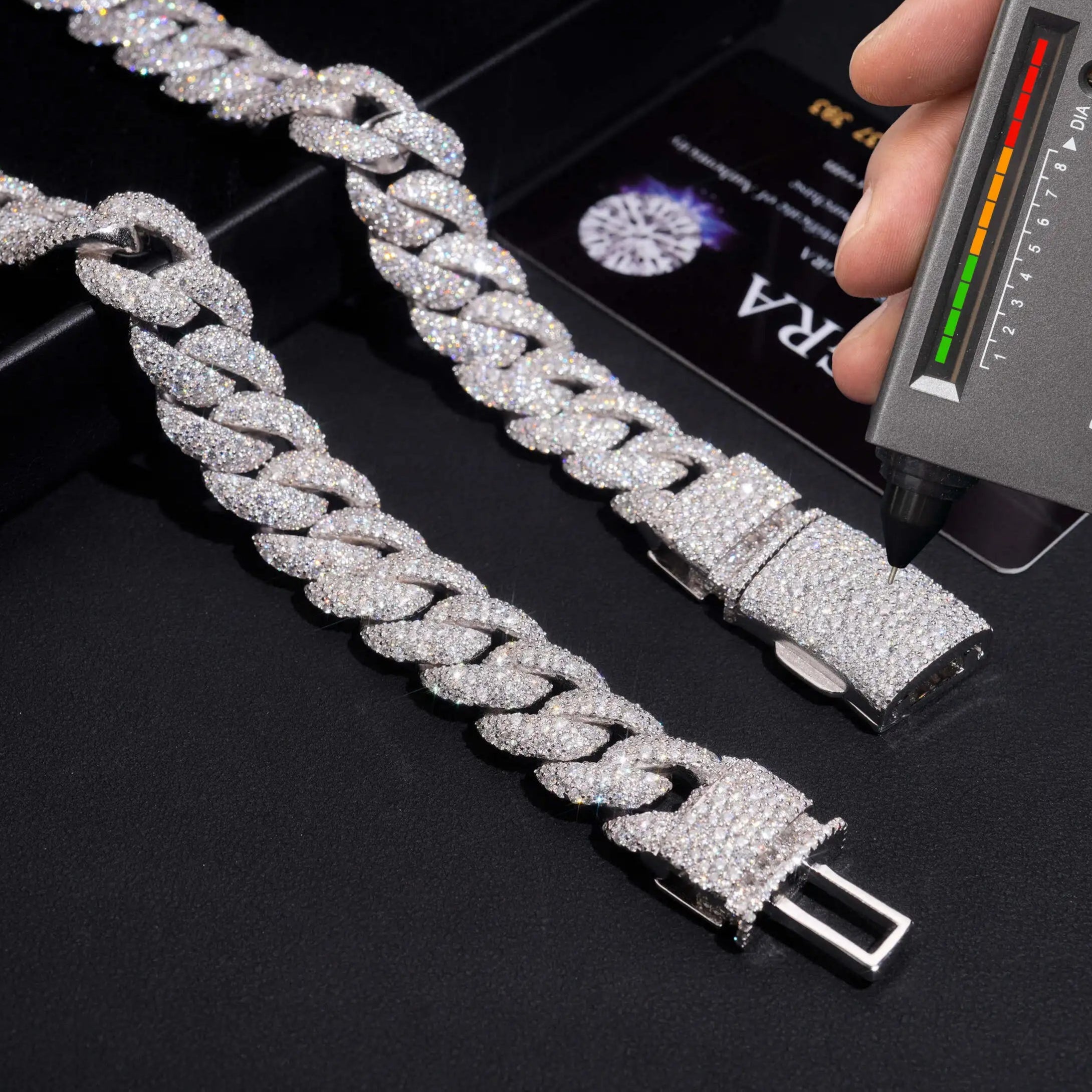 Moissanite Mosaic Setting Cuban Link