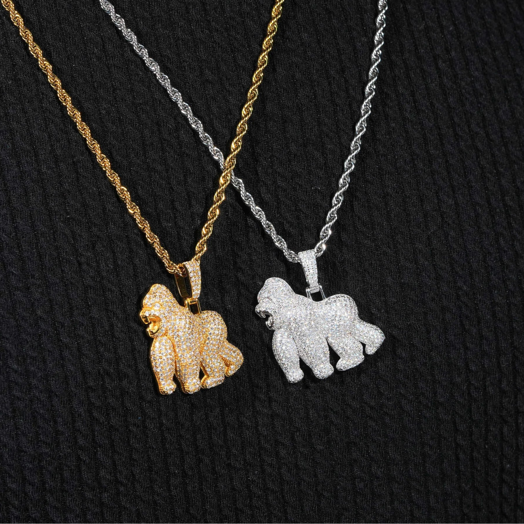 Moissanite Gorilla Charm Pendant