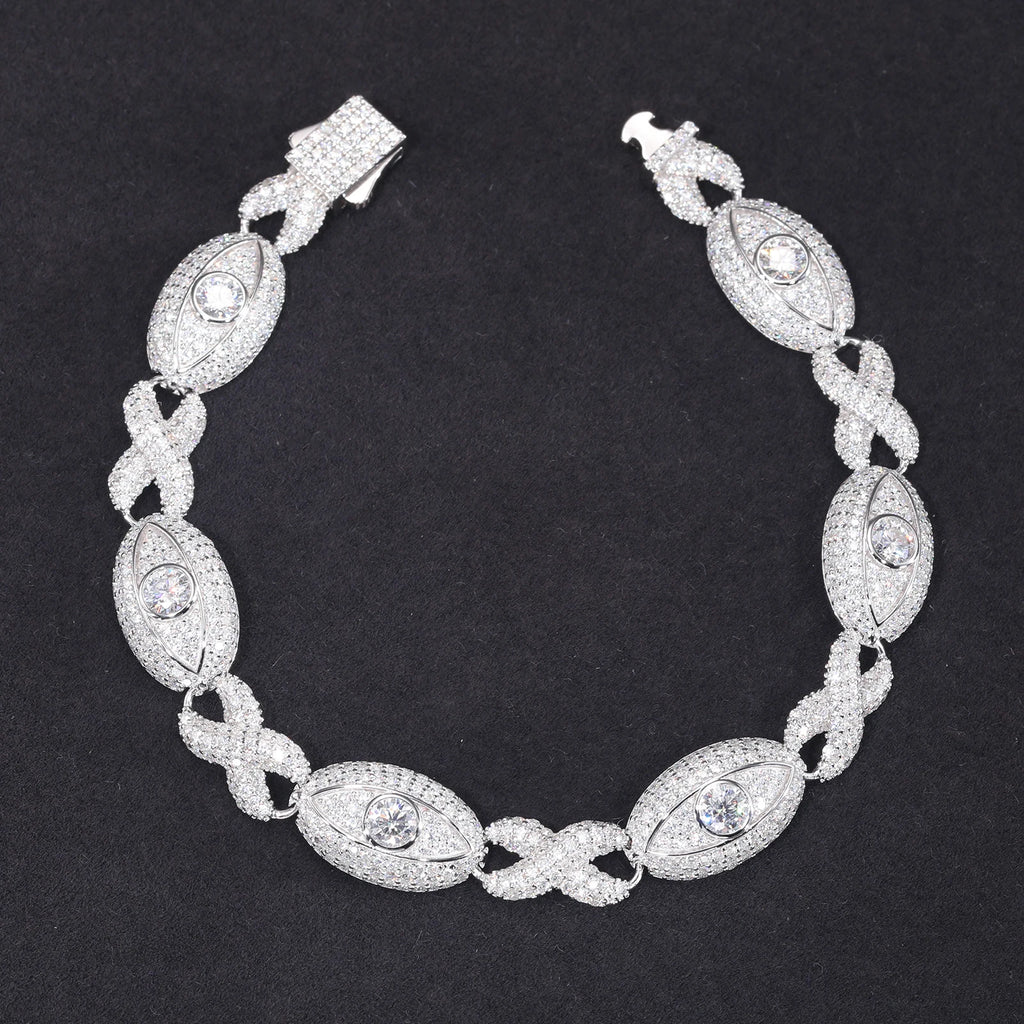 Moissanite Evil Eye Infinity Cuban Link Bracelet