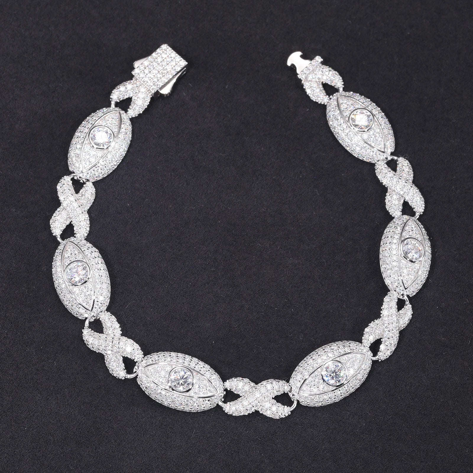 Moissanite Evil Eye Infinity Cuban Link Bracelet