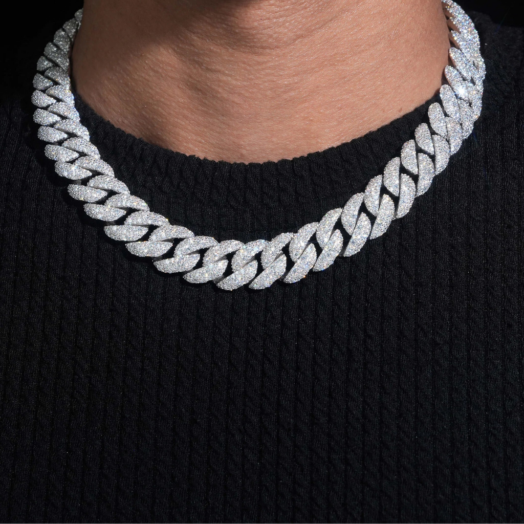 Moissanite Mosaic Setting Cuban Link