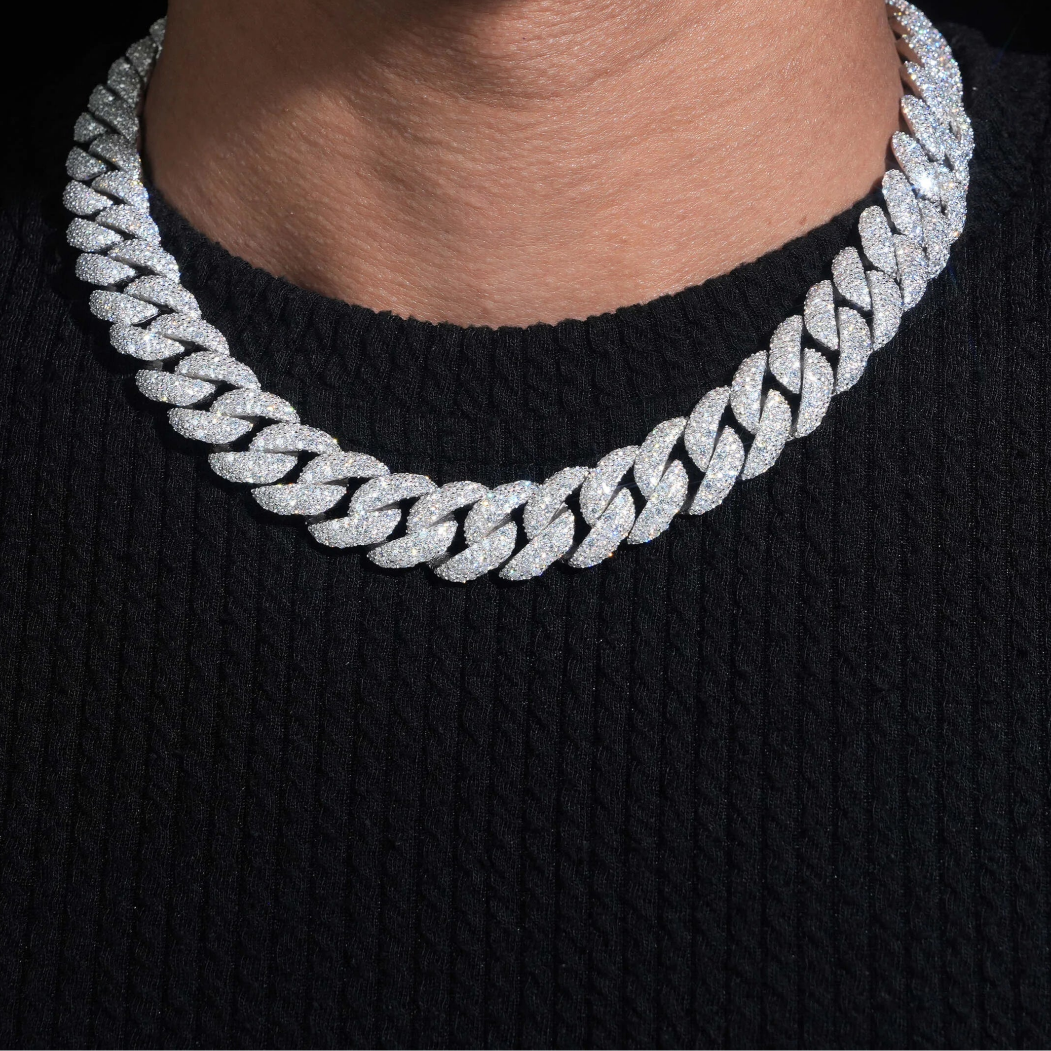 Moissanite Mosaic Setting Cuban Link