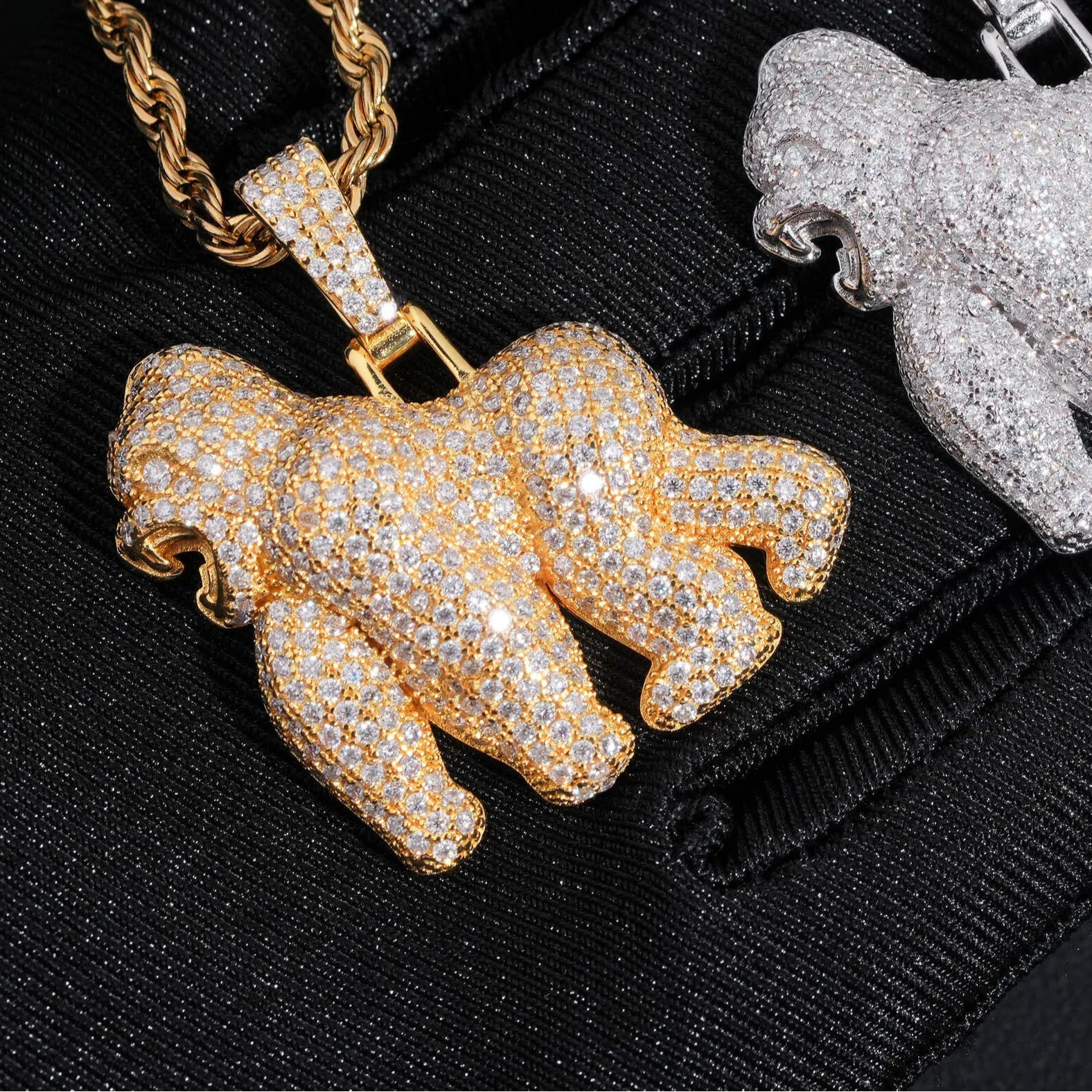 Moissanite Gorilla Charm Pendant