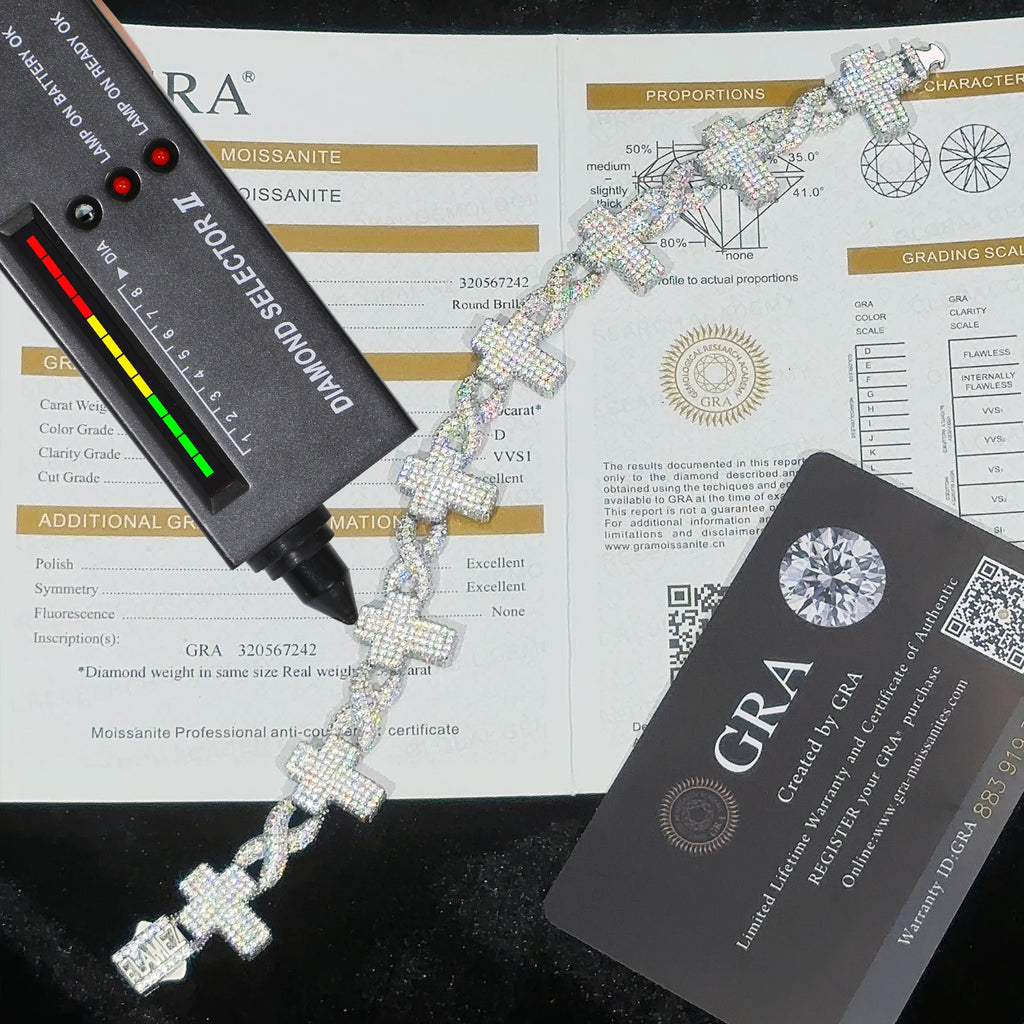 Moissanite Evil Eye Infinity Cuban Link Bracelet