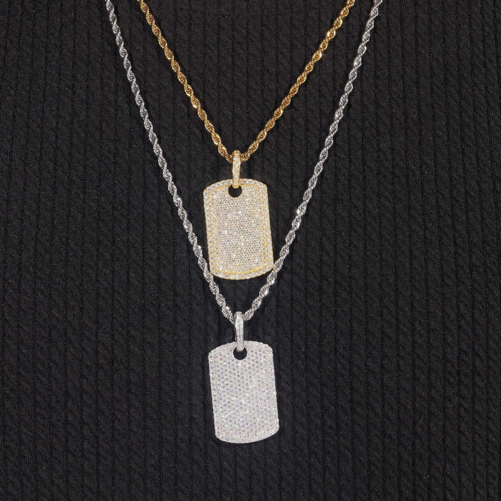 Moissanite Dog Tag Pendant