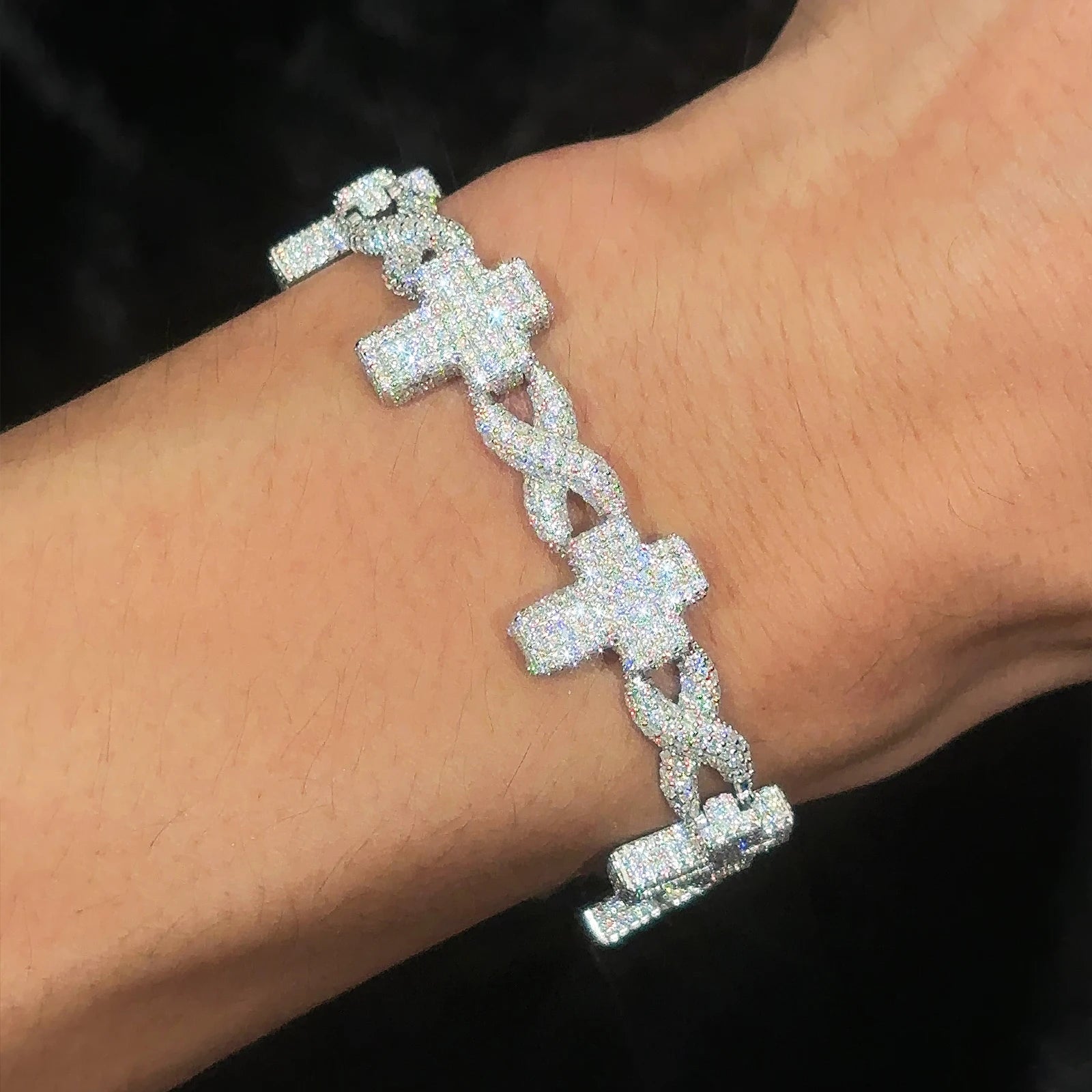 Moissanite Evil Eye Infinity Cuban Link Bracelet