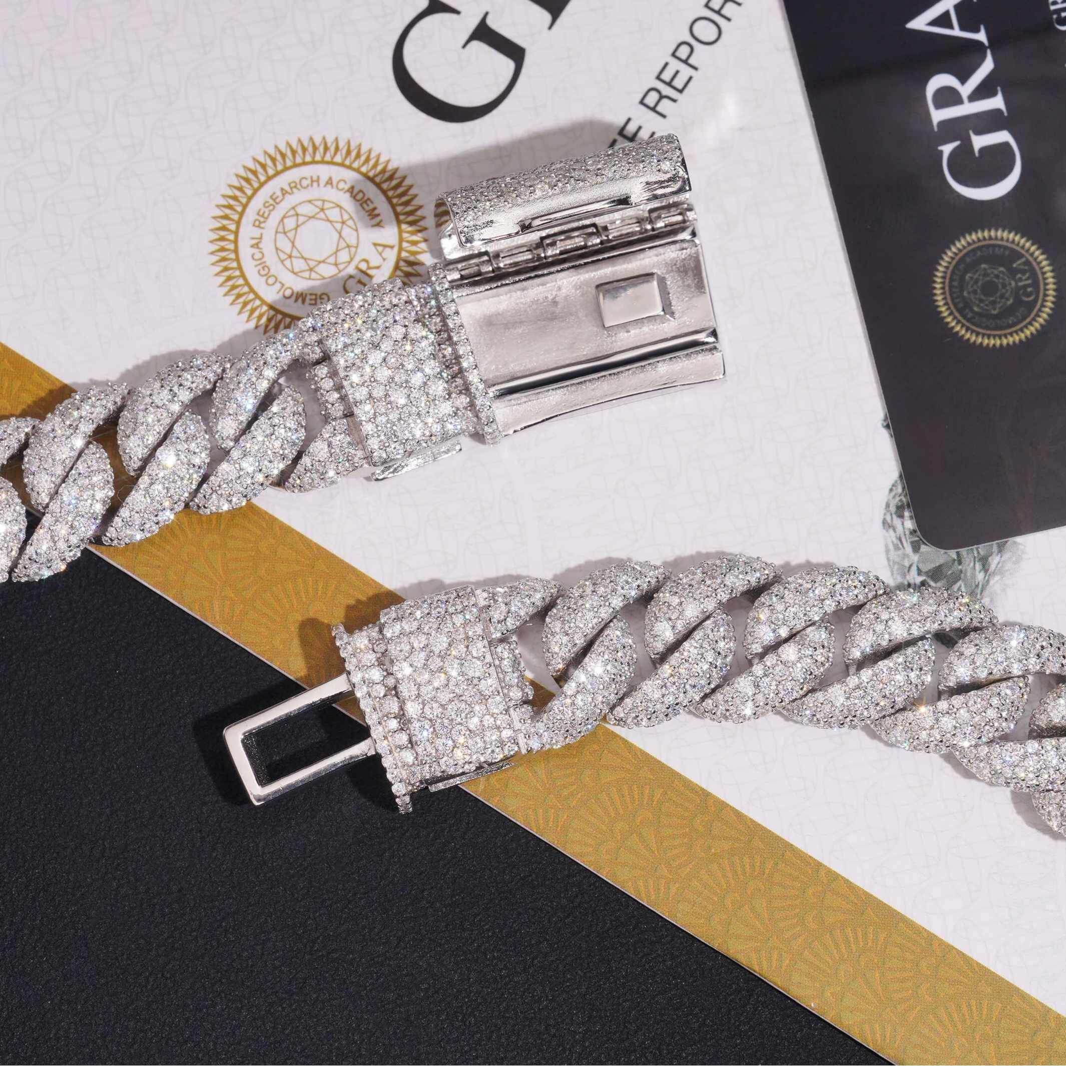 Moissanite Mosaic Setting Cuban Link